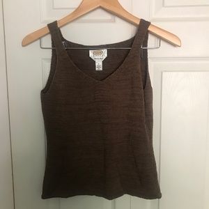 Vintage Talbots brown Italian viscose Sweater vest Tank shell P XS petite v-neck